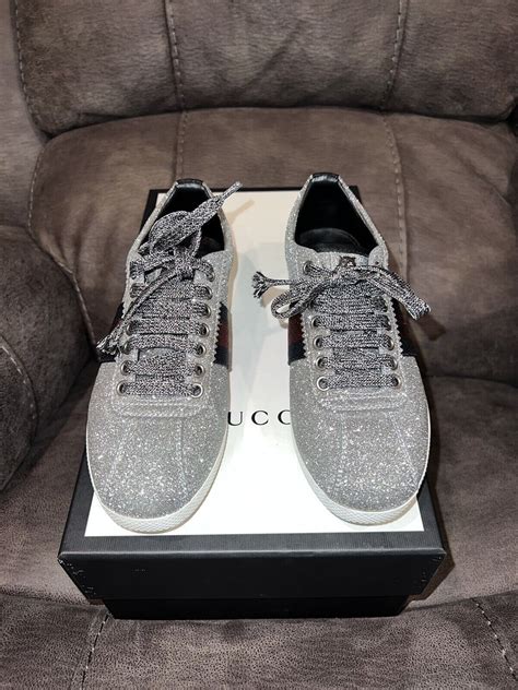 low top sparkle gucci shoes|gucci glitter web sneakers.